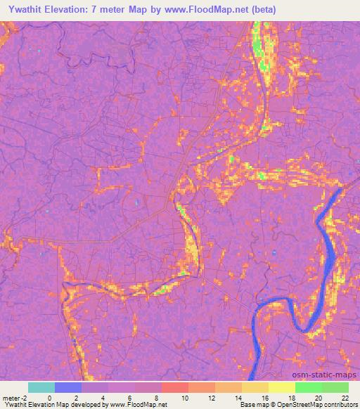 Ywathit,Myanmar Elevation Map