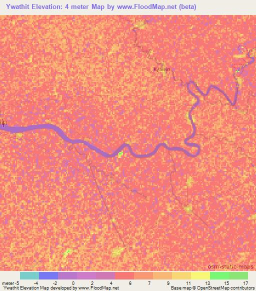Ywathit,Myanmar Elevation Map