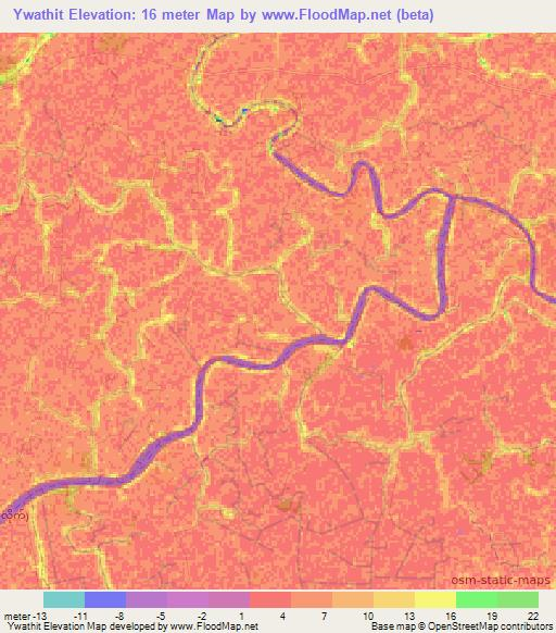 Ywathit,Myanmar Elevation Map