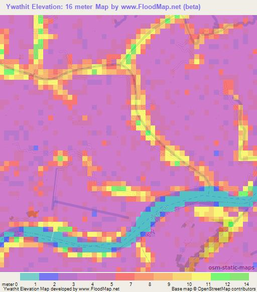 Ywathit,Myanmar Elevation Map