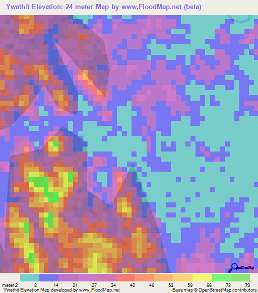 Ywathit,Myanmar Elevation Map