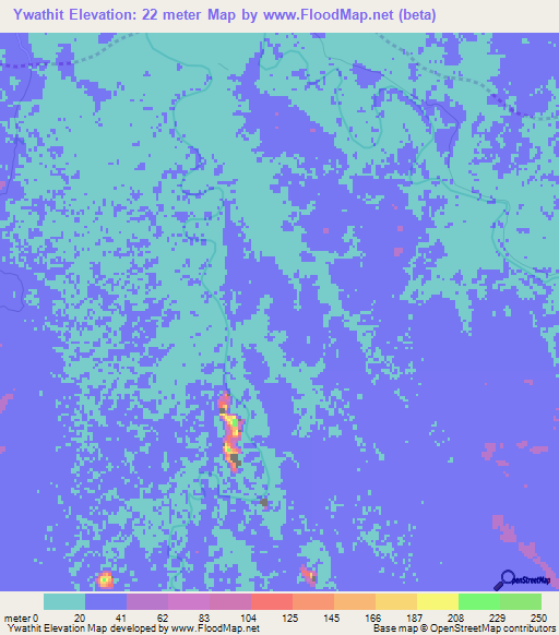 Ywathit,Myanmar Elevation Map