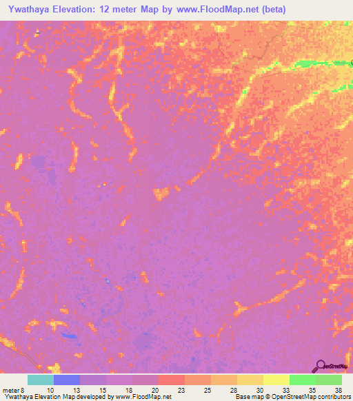 Ywathaya,Myanmar Elevation Map