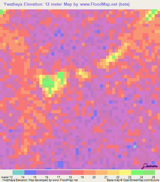 Ywathaya,Myanmar Elevation Map