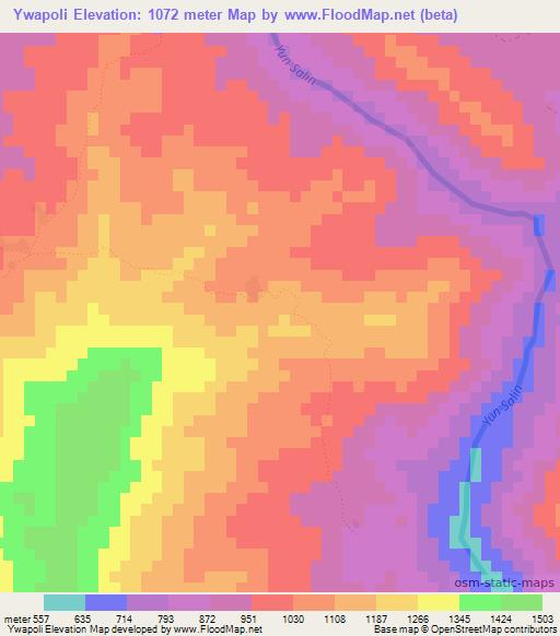 Ywapoli,Myanmar Elevation Map
