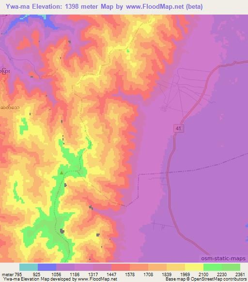 Ywa-ma,Myanmar Elevation Map