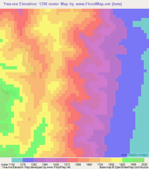 Ywa-ma,Myanmar Elevation Map