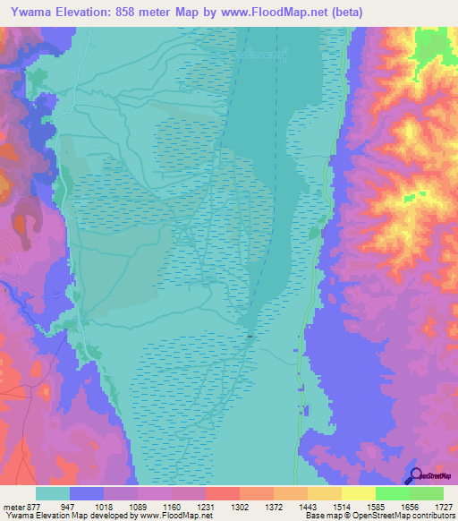 Ywama,Myanmar Elevation Map
