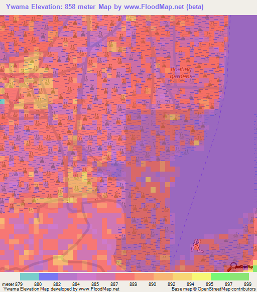 Ywama,Myanmar Elevation Map