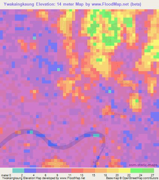 Ywakaingkaung,Myanmar Elevation Map