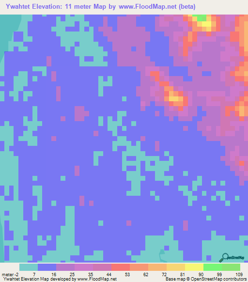 Ywahtet,Myanmar Elevation Map