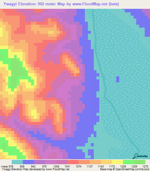 Ywagyi,Myanmar Elevation Map