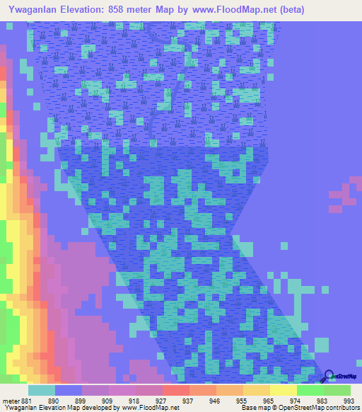 Ywaganlan,Myanmar Elevation Map