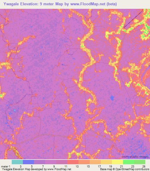 Ywagale,Myanmar Elevation Map