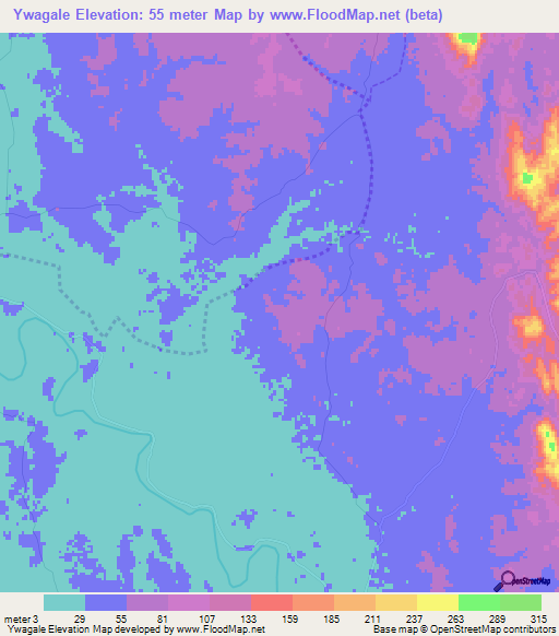 Ywagale,Myanmar Elevation Map