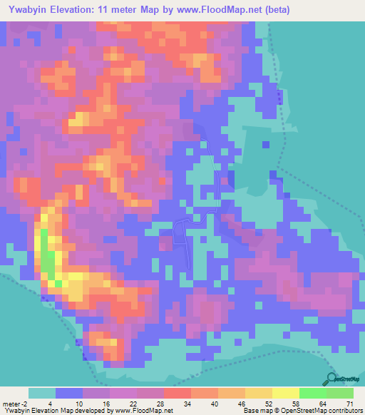 Ywabyin,Myanmar Elevation Map