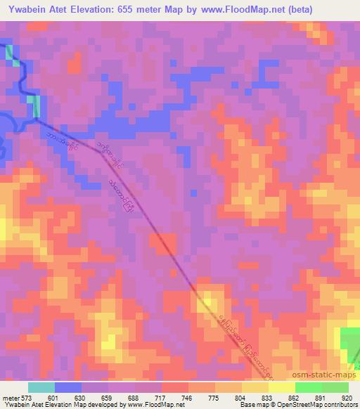 Ywabein Atet,Myanmar Elevation Map