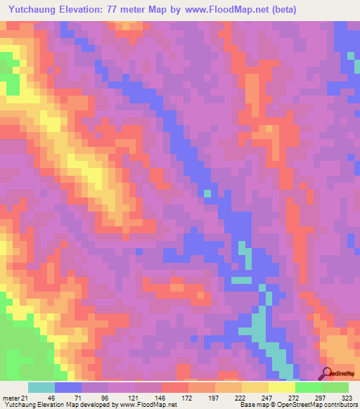 Yutchaung,Myanmar Elevation Map