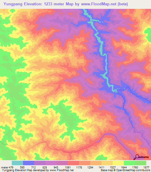Yungpang,Myanmar Elevation Map