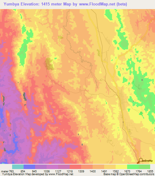 Yumbya,Myanmar Elevation Map