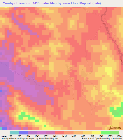 Yumbya,Myanmar Elevation Map