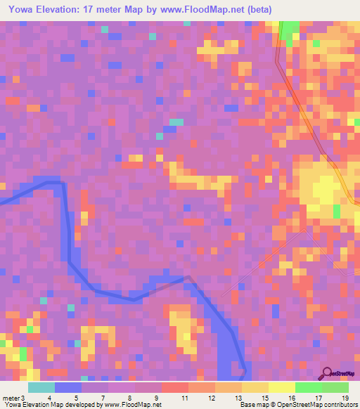 Yowa,Myanmar Elevation Map