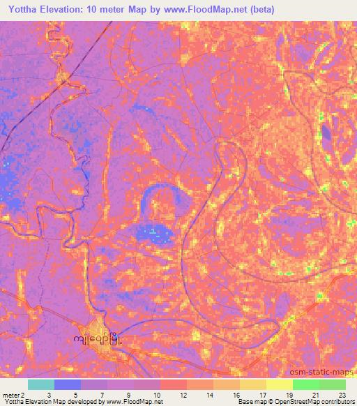 Yottha,Myanmar Elevation Map