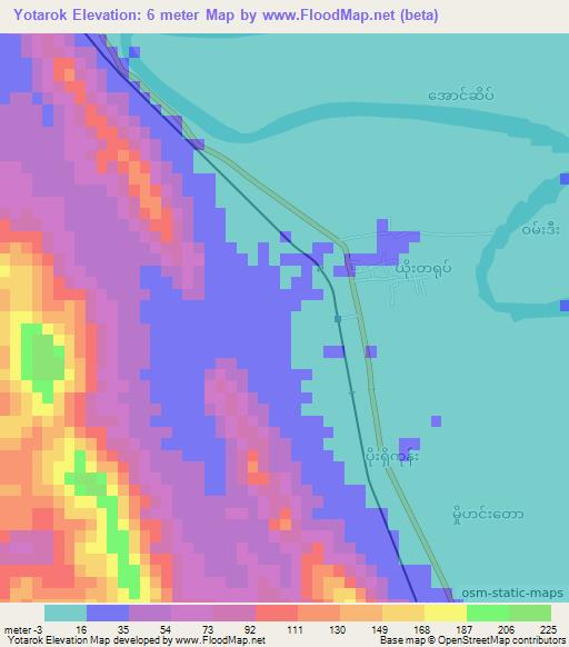 Yotarok,Myanmar Elevation Map