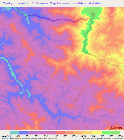 Yonkyo,Myanmar Elevation Map