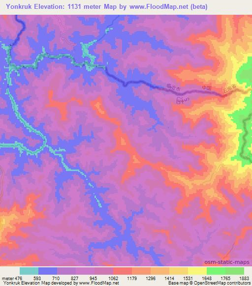 Yonkruk,Myanmar Elevation Map