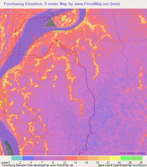 Yonchaung,Myanmar Elevation Map