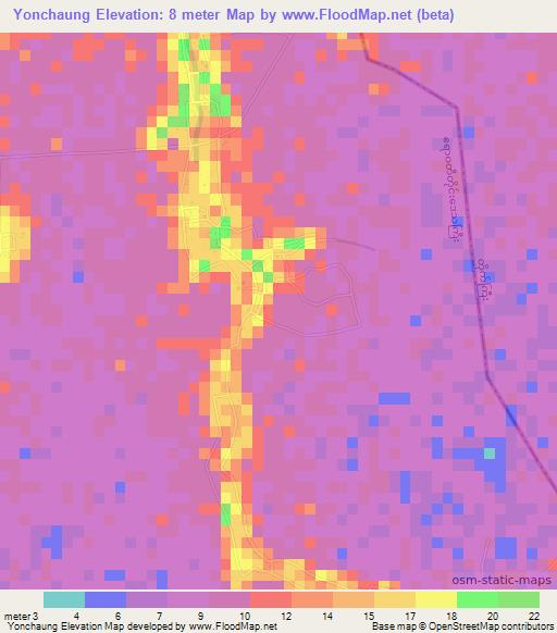 Yonchaung,Myanmar Elevation Map