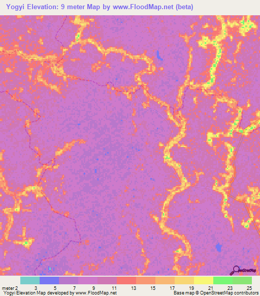Yogyi,Myanmar Elevation Map