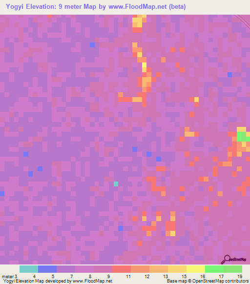 Yogyi,Myanmar Elevation Map