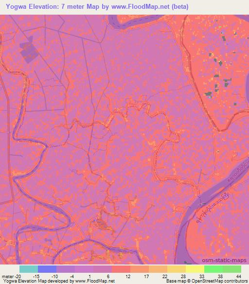 Yogwa,Myanmar Elevation Map