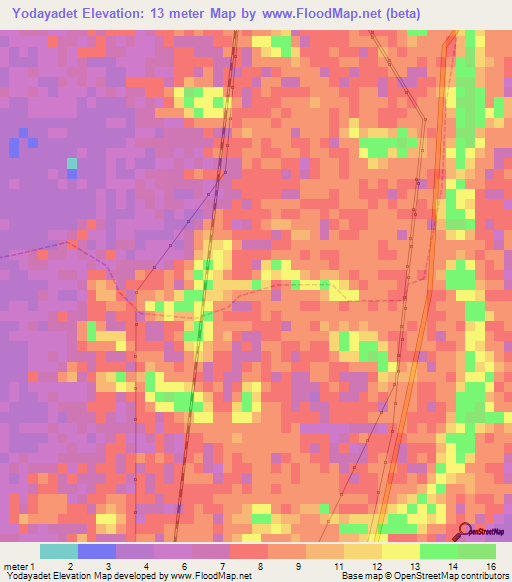 Yodayadet,Myanmar Elevation Map