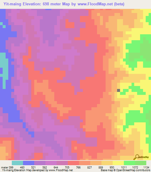 Yit-maing,Myanmar Elevation Map