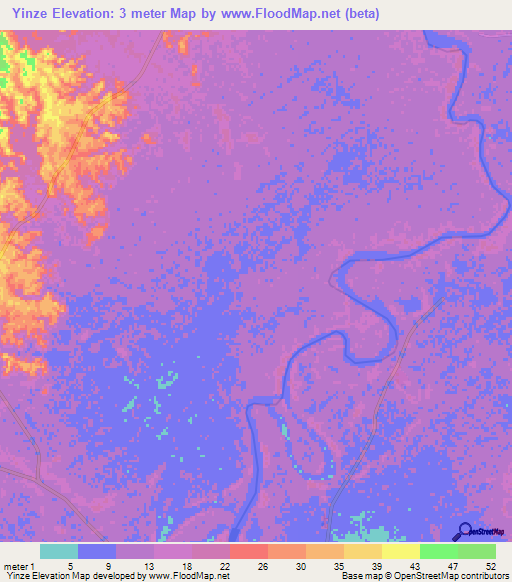 Yinze,Myanmar Elevation Map