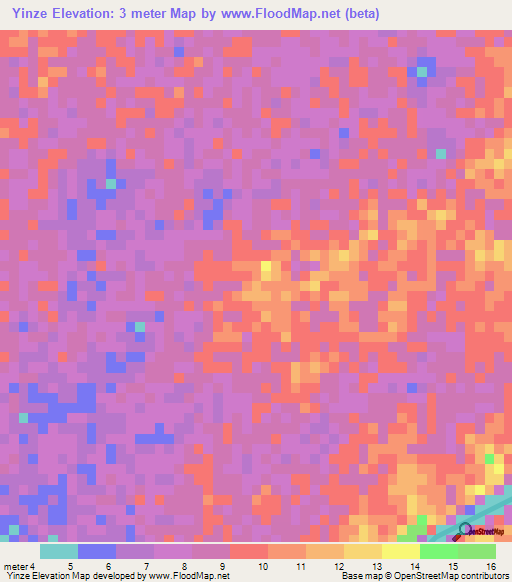 Yinze,Myanmar Elevation Map