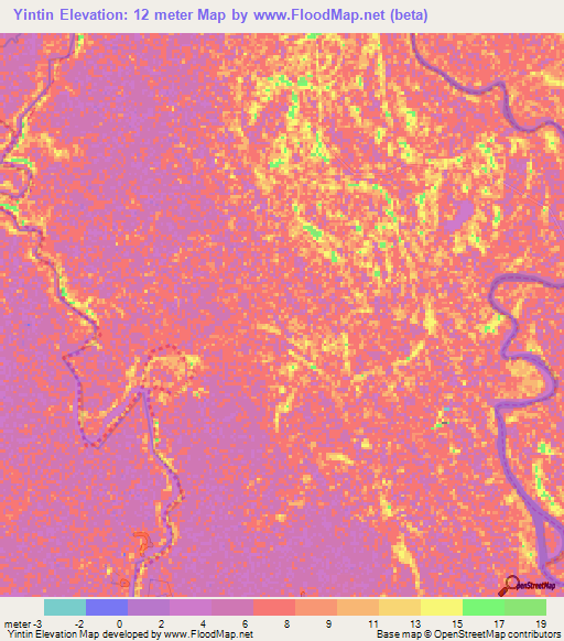 Yintin,Myanmar Elevation Map