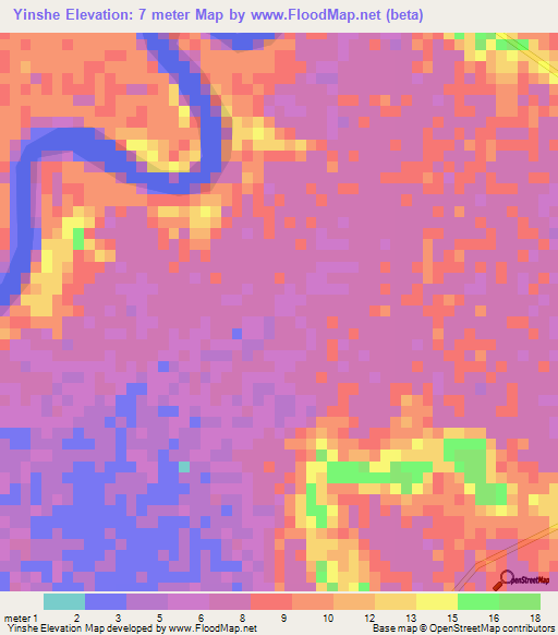 Yinshe,Myanmar Elevation Map