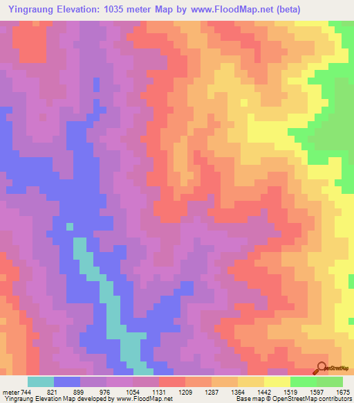 Yingraung,Myanmar Elevation Map