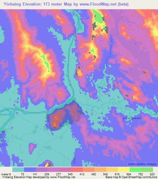 Yinbaing,Myanmar Elevation Map