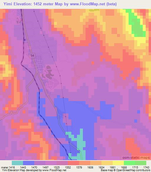 Yimi,Myanmar Elevation Map