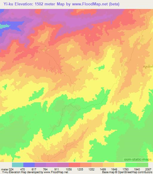 Yi-ku,Myanmar Elevation Map