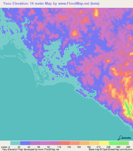 Yezu,Myanmar Elevation Map