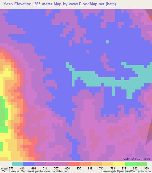 Yezo,Myanmar Elevation Map