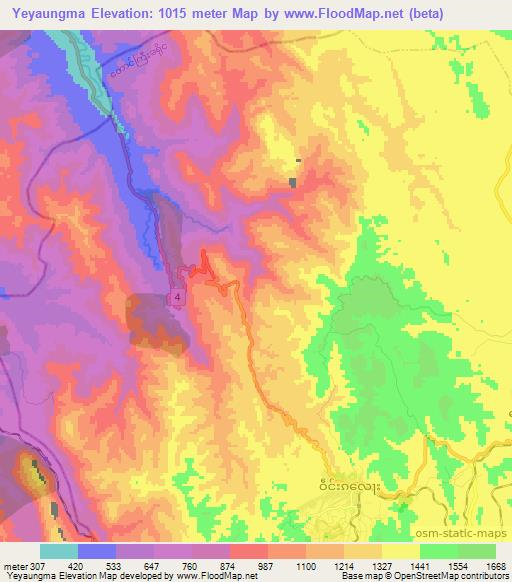 Yeyaungma,Myanmar Elevation Map