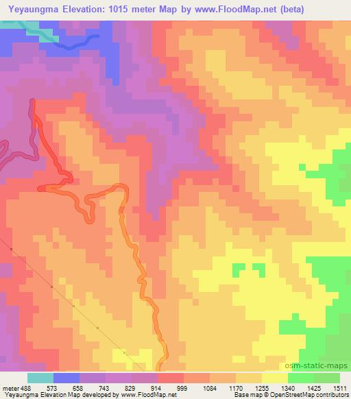 Yeyaungma,Myanmar Elevation Map