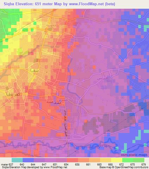 Siqba,Syria Elevation Map